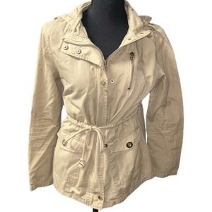 SUPERNOVA Est. 1982 Lightweight Tan  Drawstring Hooded Jacket - SMALL